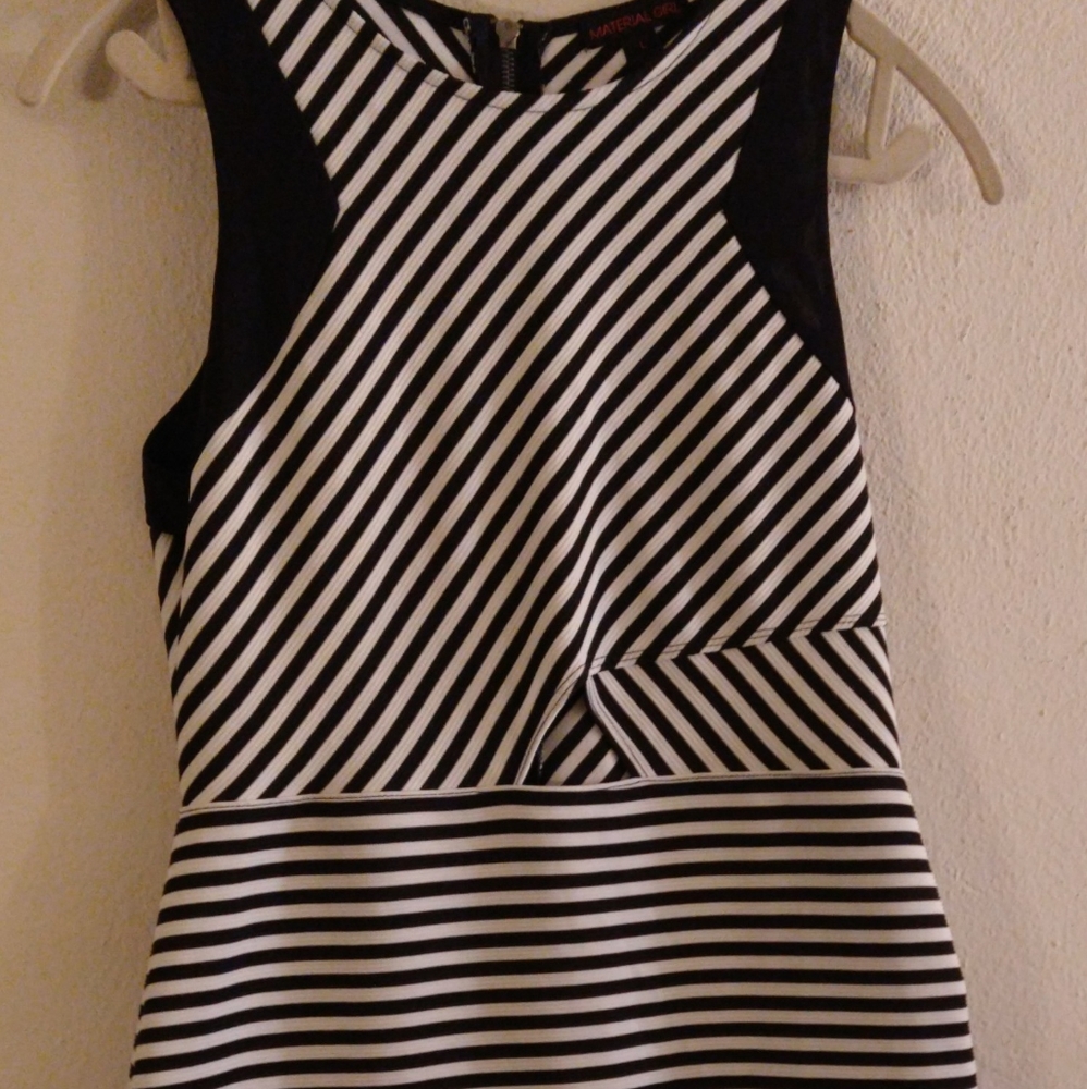 Black and white stripe fitted dress